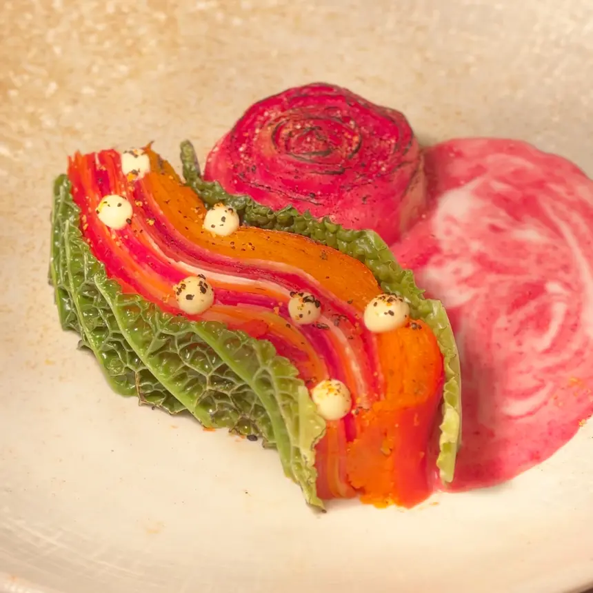 creation thumb for Layered Vegetable Terrine with Beetroot Purée 🥕🌱