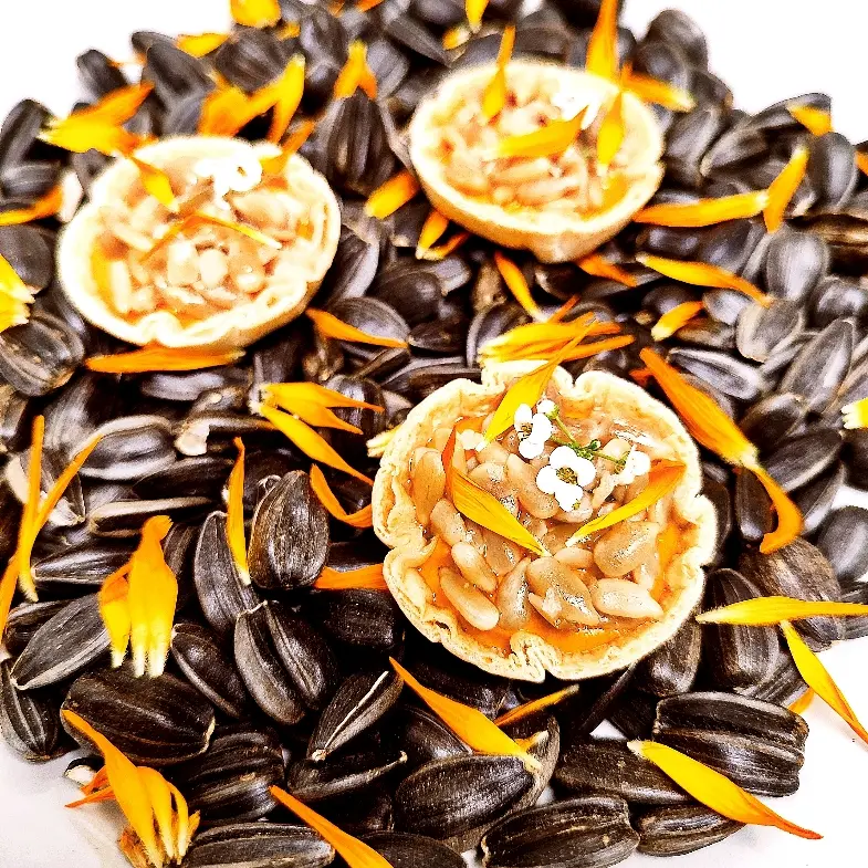 creation thumb for Sunflower seed tartelett, pickled sunflower seeds