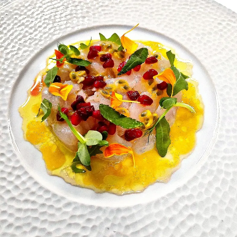 creation thumb for Sea bream carpaccio, kalamansi and passion vinaigrette