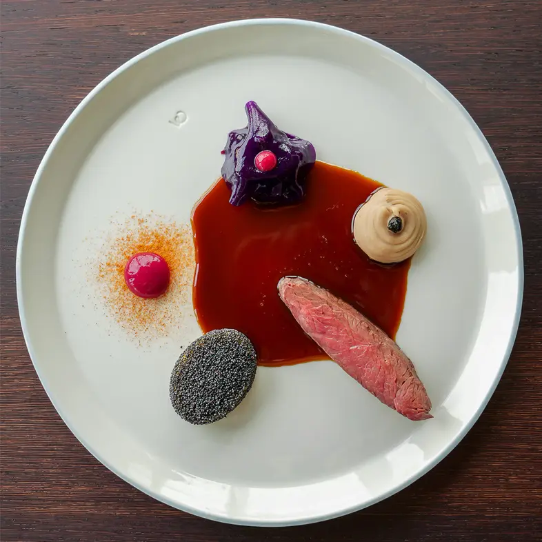 creation thumb for Autumnal ensemble with wild entrecôte