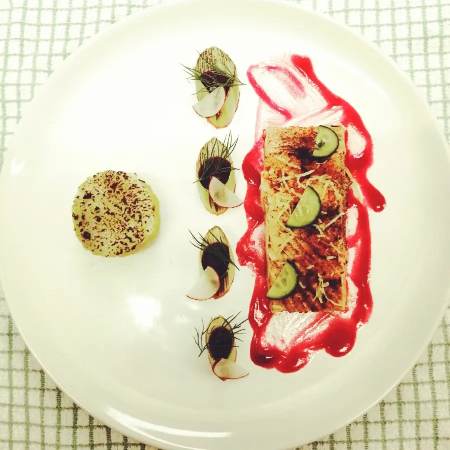 creation thumb for Grilled Cajuan Salmon with leak and potato