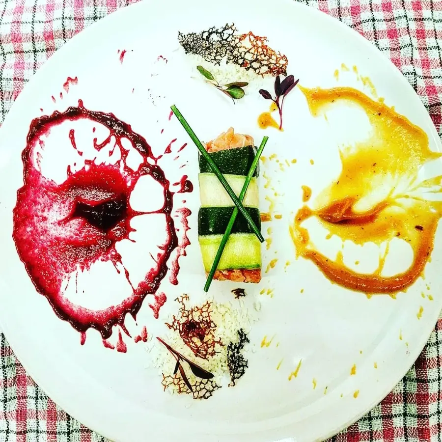 creation thumb for Salmon, avocado and coconut fritata wrapped in pickled zucchini