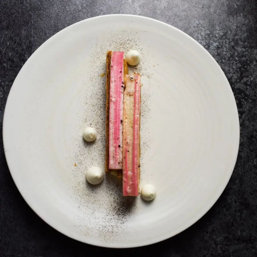creation thumb for Rhubarb Mille-Feuille in a Sugar Crust