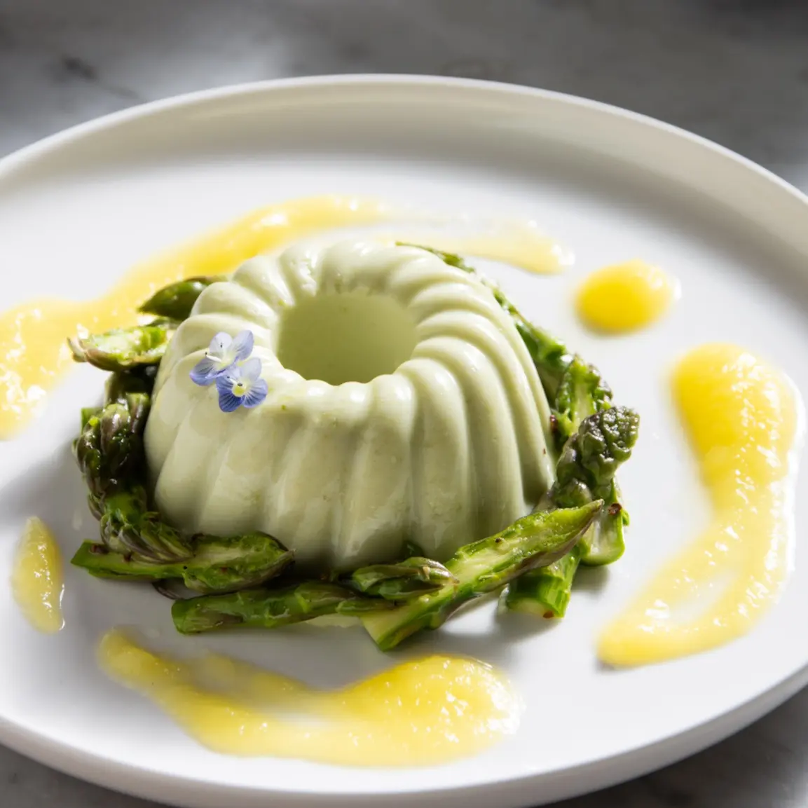 creation thumb for Coconut Milk and Asparagus Panna Cotta with Mango Sauce
