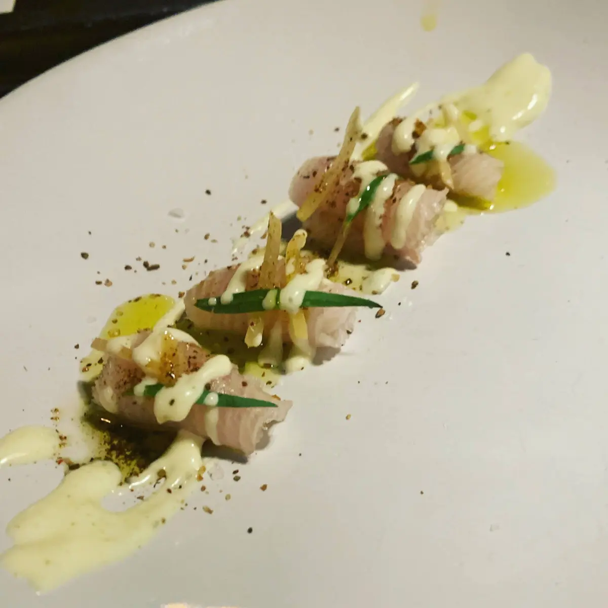 creation thumb for Hamachi Belly, tarragon and absinthe