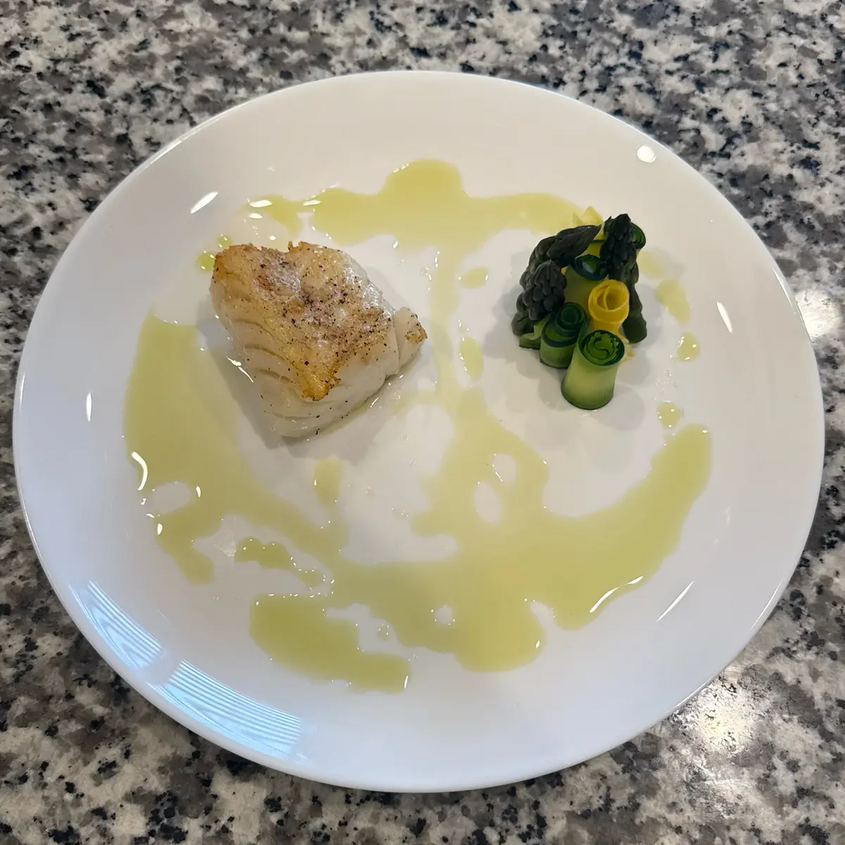 creation thumb for Cod Fish/Green Oil and Spring Veggie 🥒