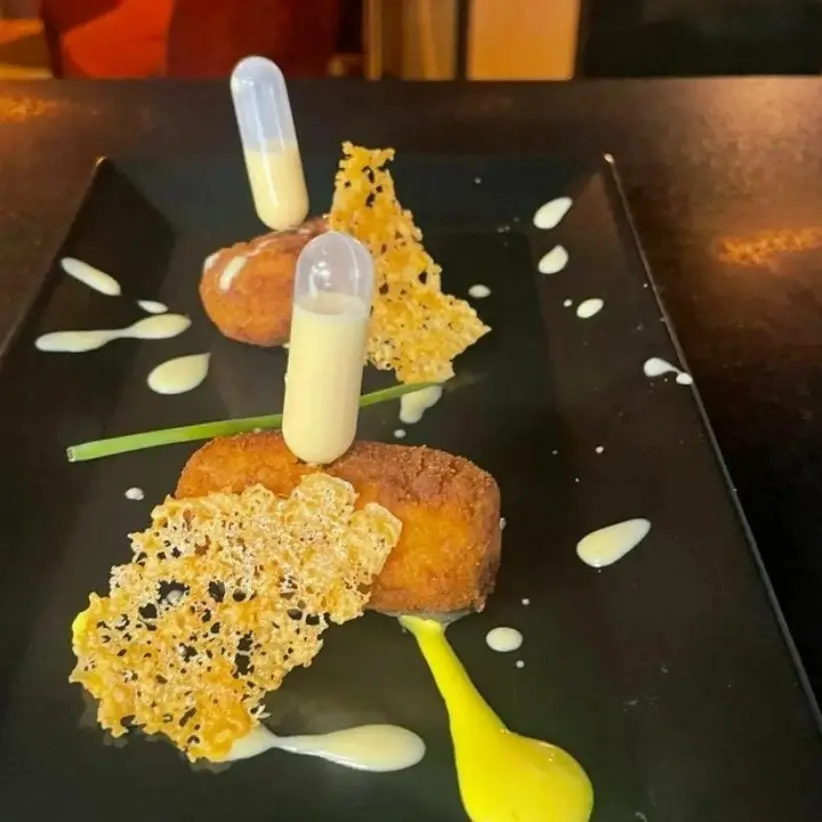 creation thumb for Cheese Croquettes with Cheese Sauce and Cheese Crisp