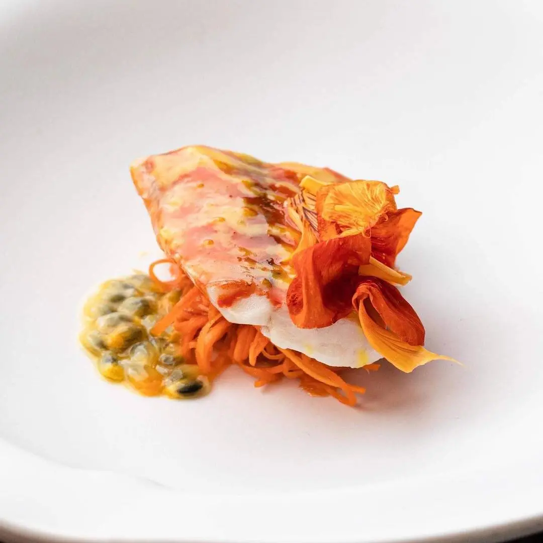 creation thumb for Red mullet in bouillabaisse, carrot, passion