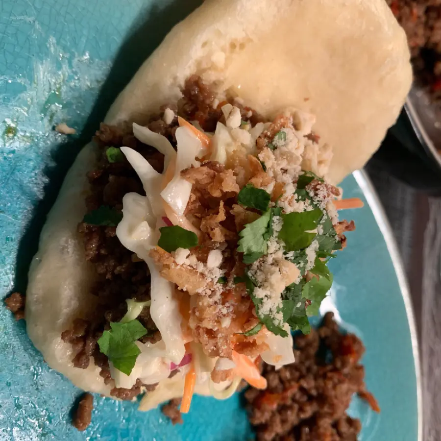creation thumb for Gua bao javier style, with fresh coleslaw am salad