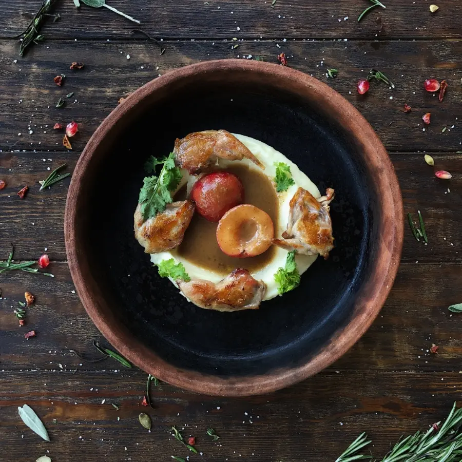 creation thumb for Quail with mushed potatoes