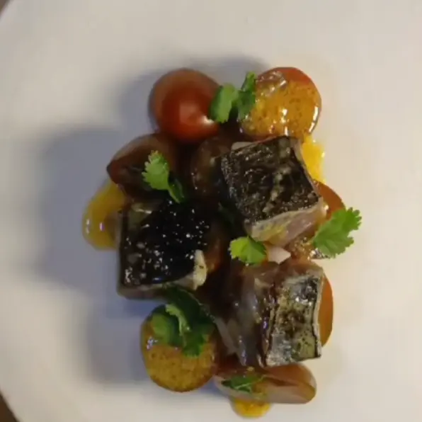creation thumb for Cured Mackerel Salad, Cherry Tomatoes, and Mustard