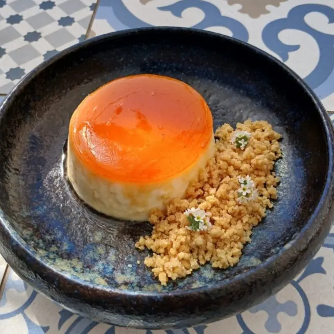 creation thumb for Egg White & Lemongrass Flan with Gochujang Caramel