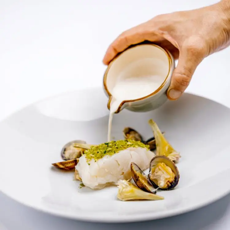creation thumb for Confit cod, clams, red curry broth