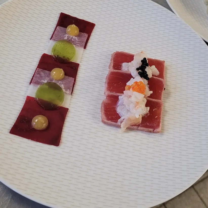 creation thumb for Tataki de thon avec saumon de fontaine et légumes gélifiés
