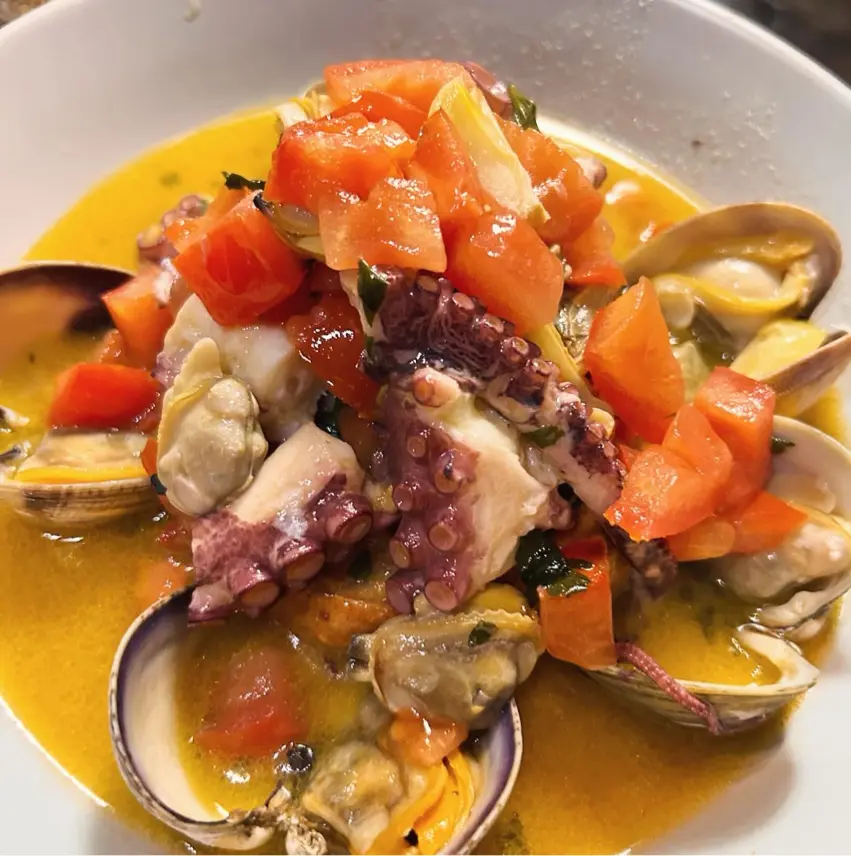 creation thumb for Clams octopus brodetto and freselle