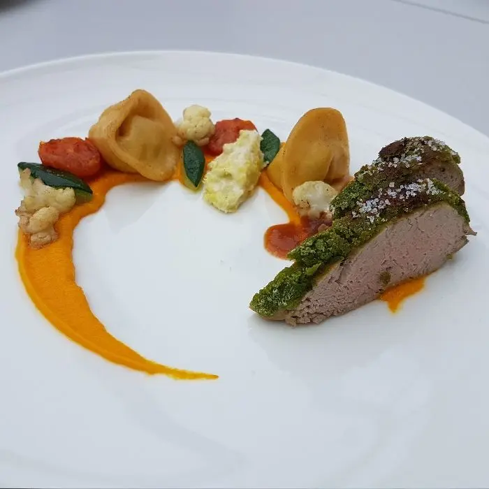 creation thumb for Gebratenes Schweinefilet mit Schafskäse Ravioli auf Kürbiscreme