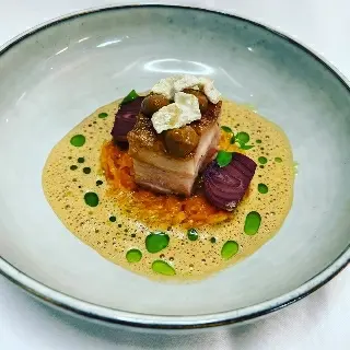 creation thumb for Pork belly marinated with nougat onion sauce