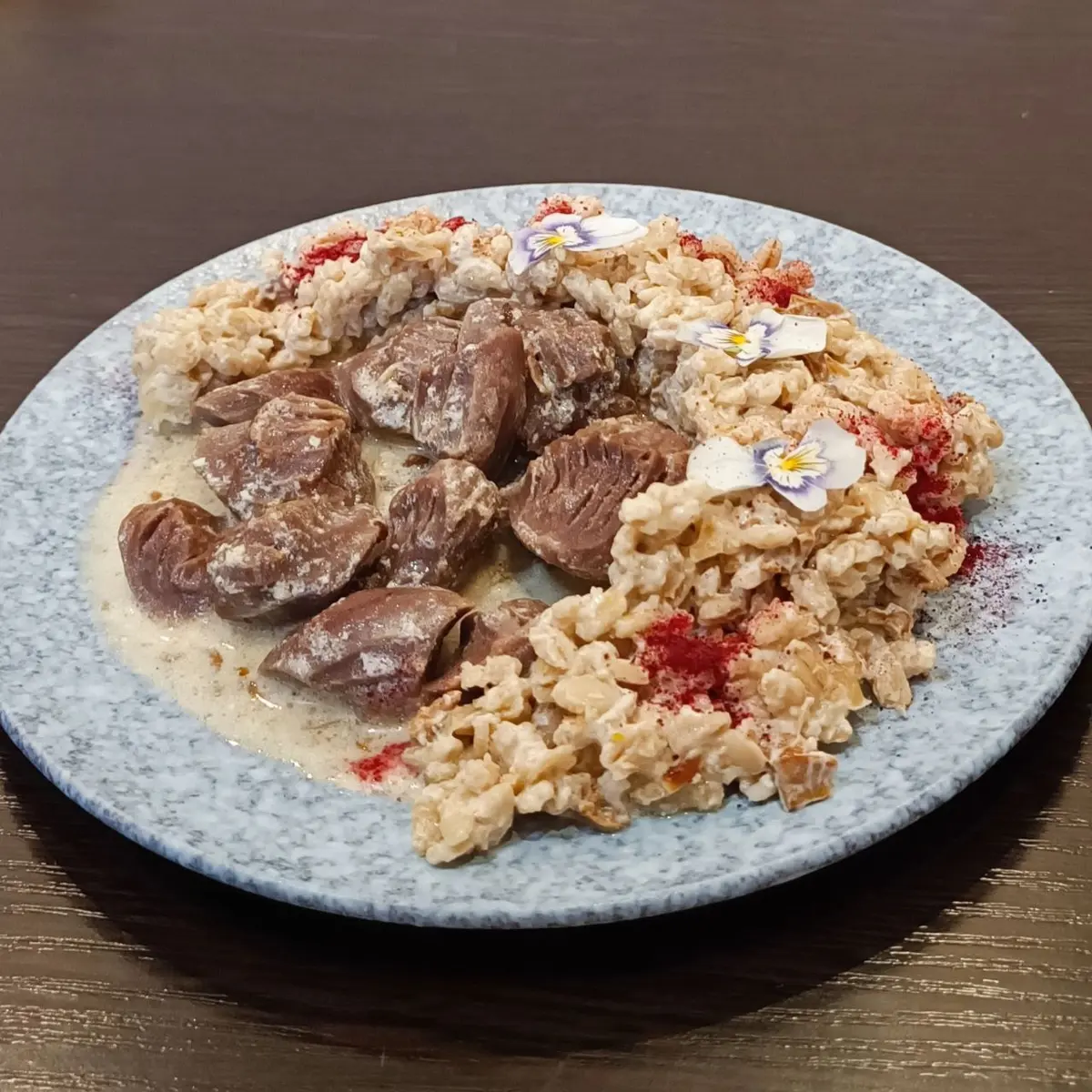 creation thumb for Braised Duck Gizzards with Truffled Barley