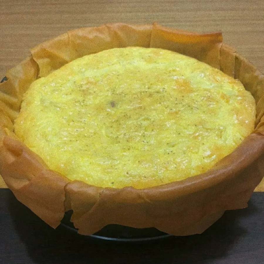 creation thumb for Filo and butter cheese and mushrooms Quiche