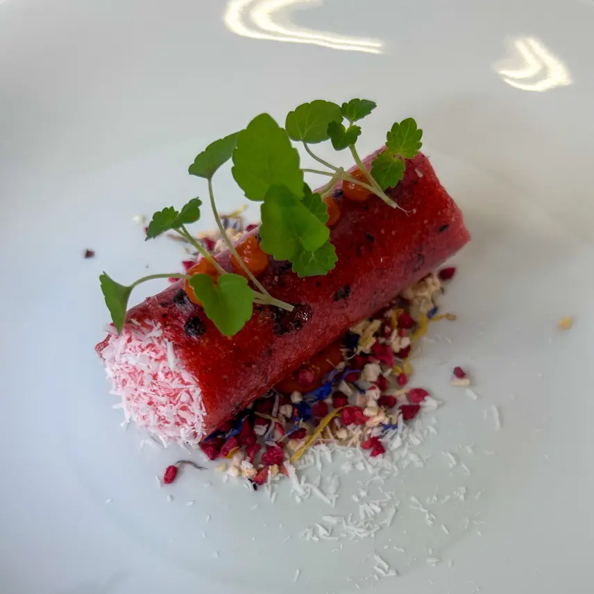 creation thumb for Strawberry Cannolo with Consommé Espuma