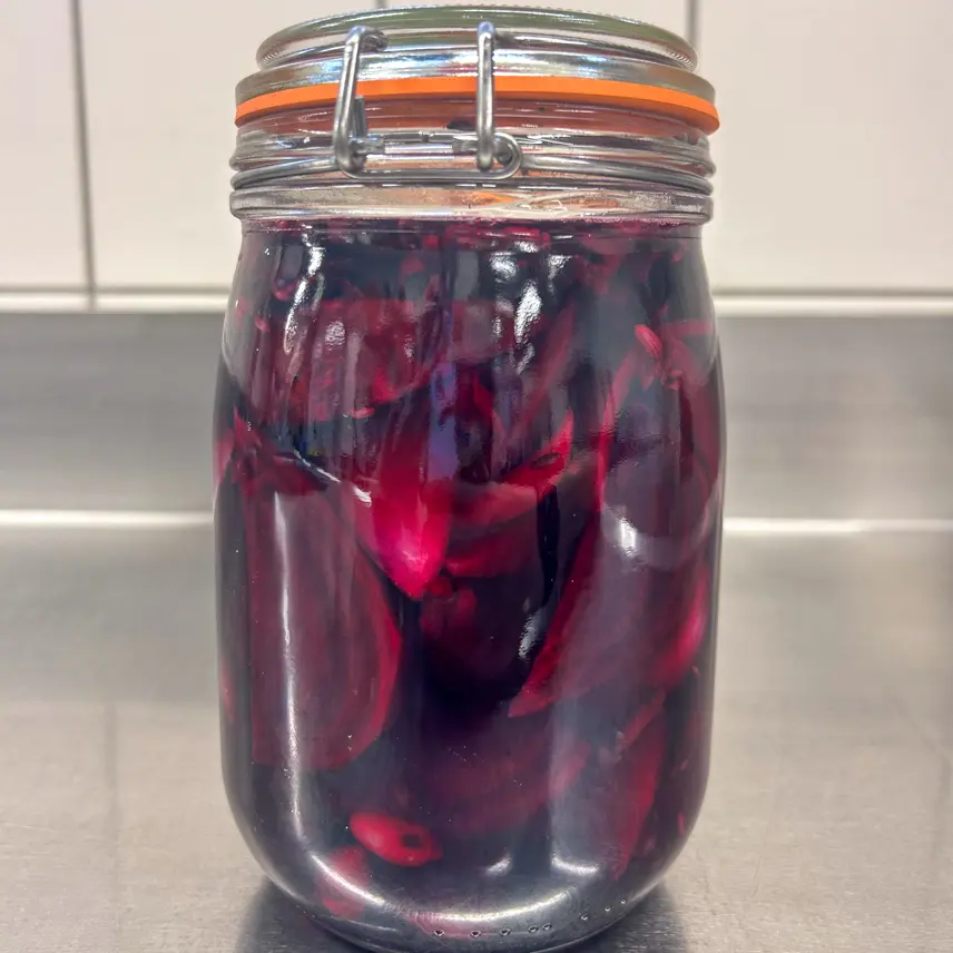 creation thumb for Fermented Beetroot with Red Onion, Shiso & Spices