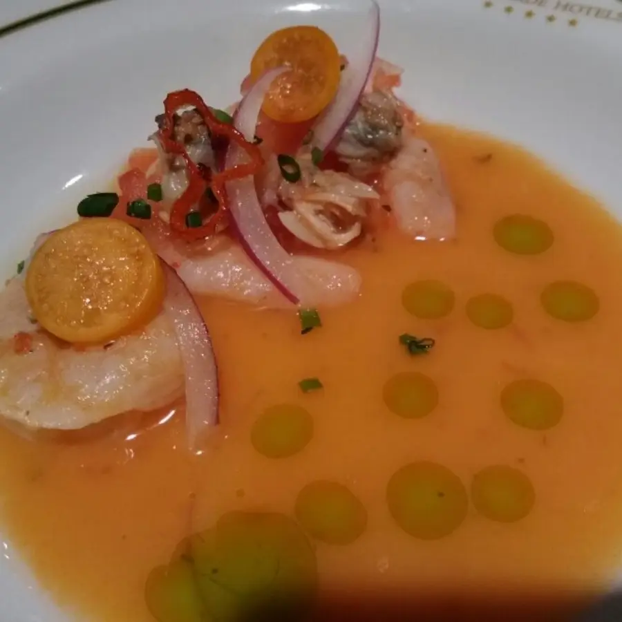creation thumb for Shrimp and mussels ceviche in uvilla sauce (Physalis peruviana)
