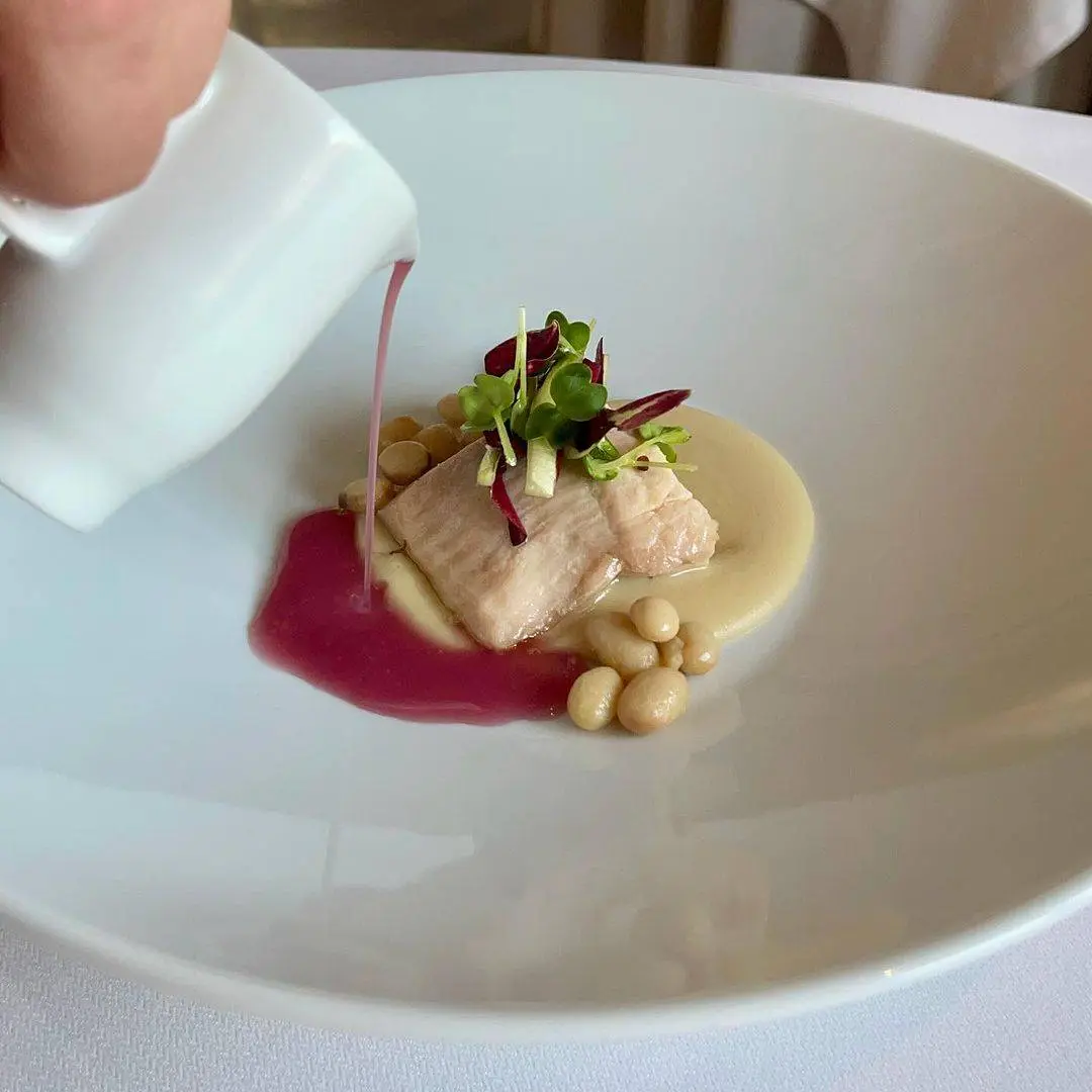 creation thumb for Steamed Alpago Trout, Gialèt Bean Cream & Treviso Radicchio