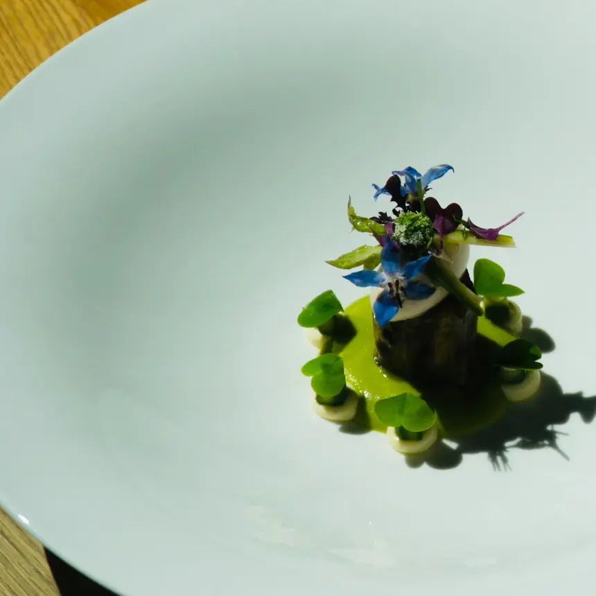 creation thumb for Asparagus with almond and umeboshi & hollandaise sauce