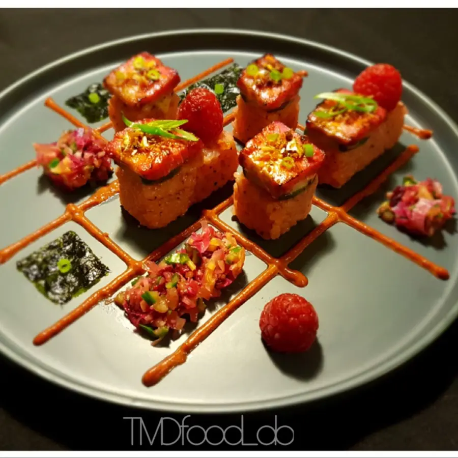 creation thumb for Cured Salmon Raspberry Sushi