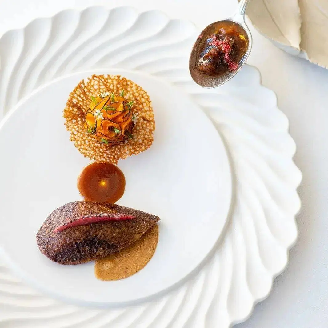 creation thumb for Pigeon Breast, Squash Tartelettes, Smoked Carcass Jus