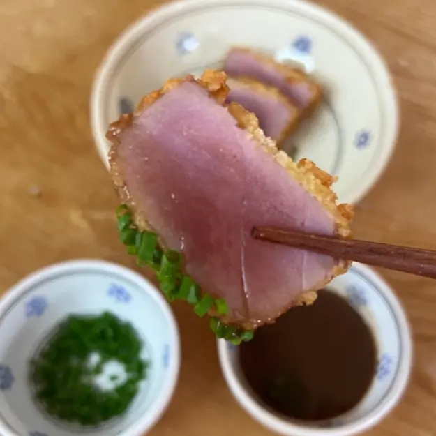 creation thumb for Fried Tuna with Porcini Mushrooms & Red Wine Sauce
