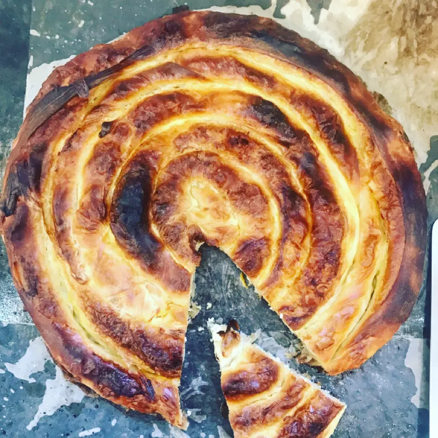 creation thumb for Traditional pie with salty Romanian cheese and sour cream.