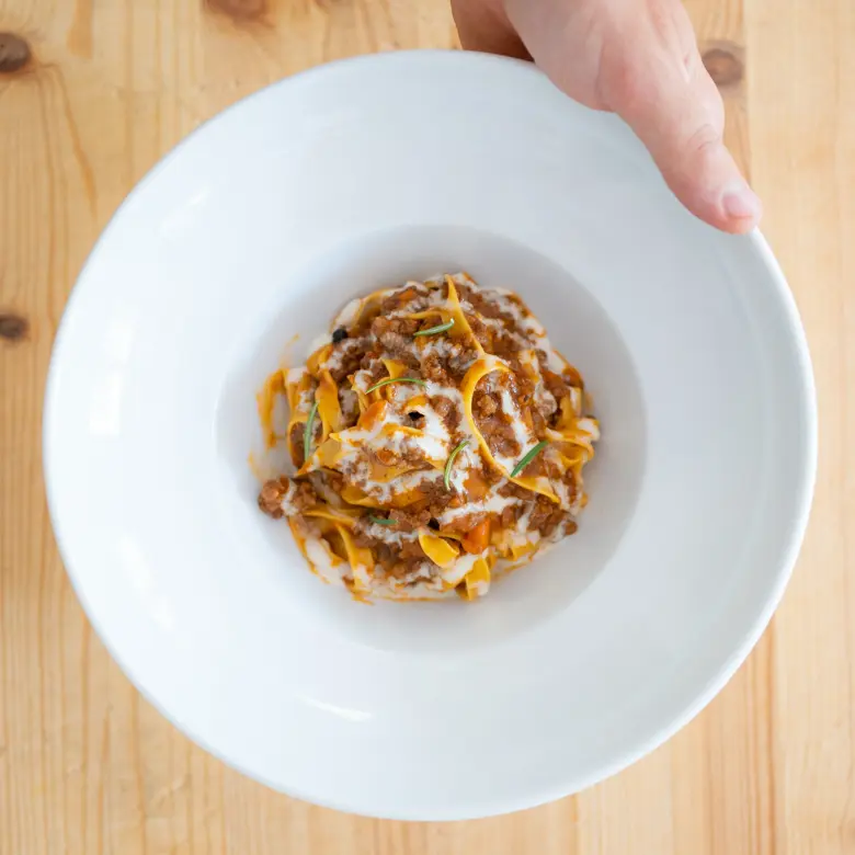 creation thumb for Tagliatelle with roe deer ragù and taleggio’s fondue