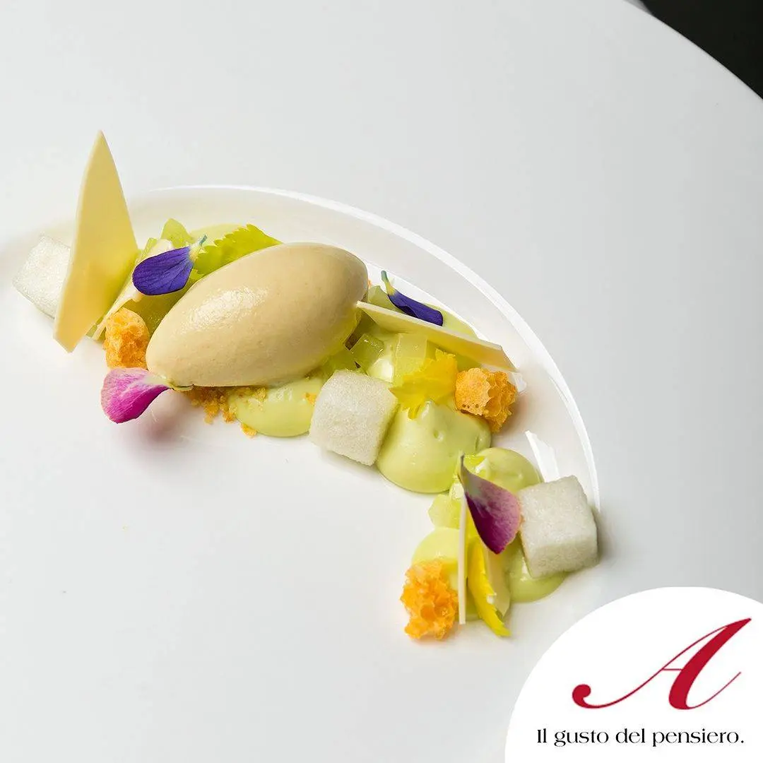 creation thumb for Olive ice cream, celery jelly and bay leaves ❤🌱