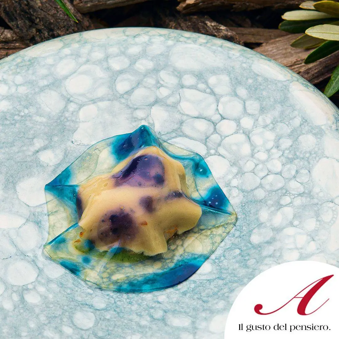 creation thumb for Cuttlefish, shrimp, salsa verde and eggplant cream