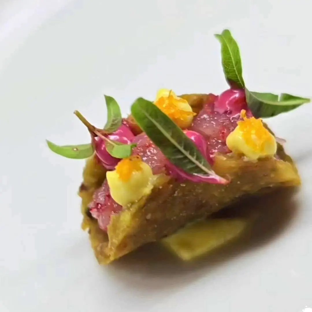 creation thumb for Red shrimps “pistacos” with orange and beetroot mayonnaise
