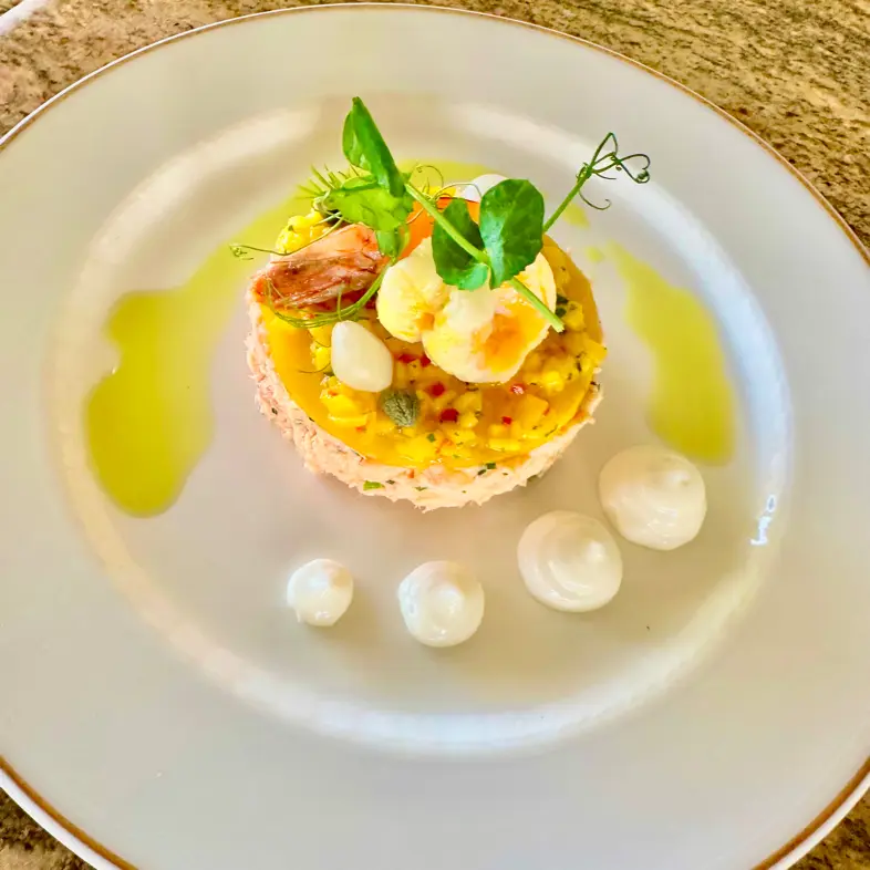 creation thumb for Salmon Rillettes Mango Tranche & Shrimps