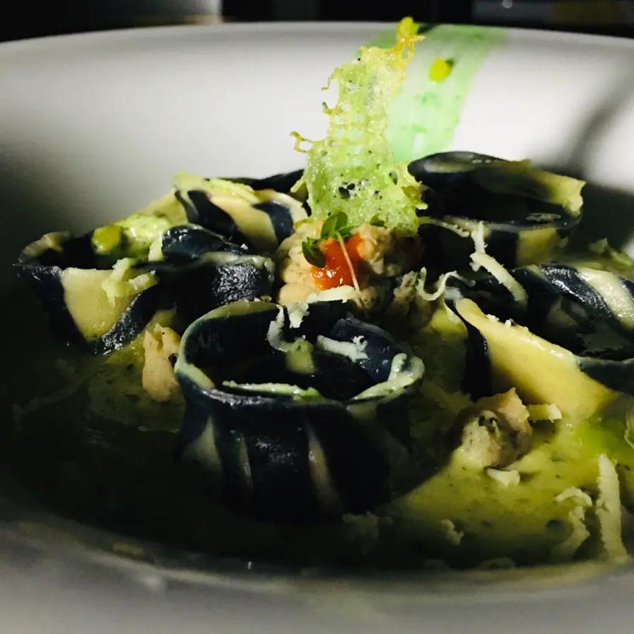 creation thumb for Tortellini stuffed with cream cheese and spanish sardines with Moringa Pesto.