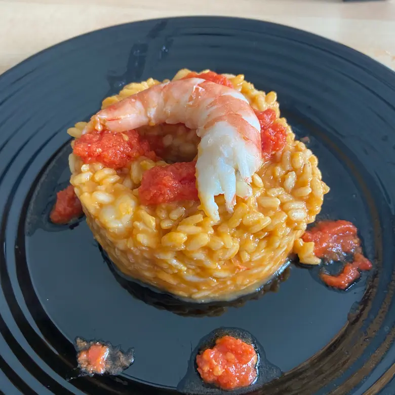 creation thumb for Shrimp risotto with tomato emulsion