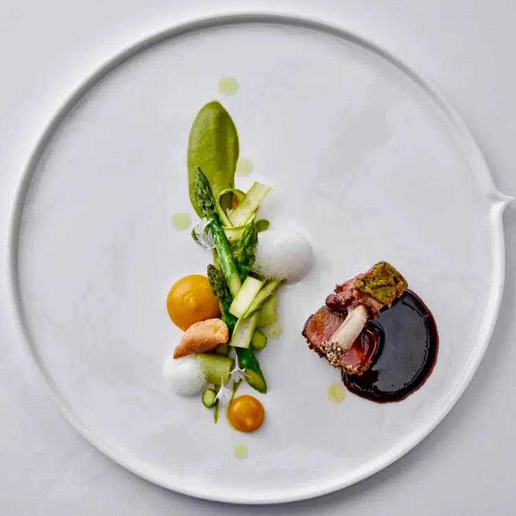 creation thumb for Deer sirloin,  asparagus, apricot puree with jelapeno
