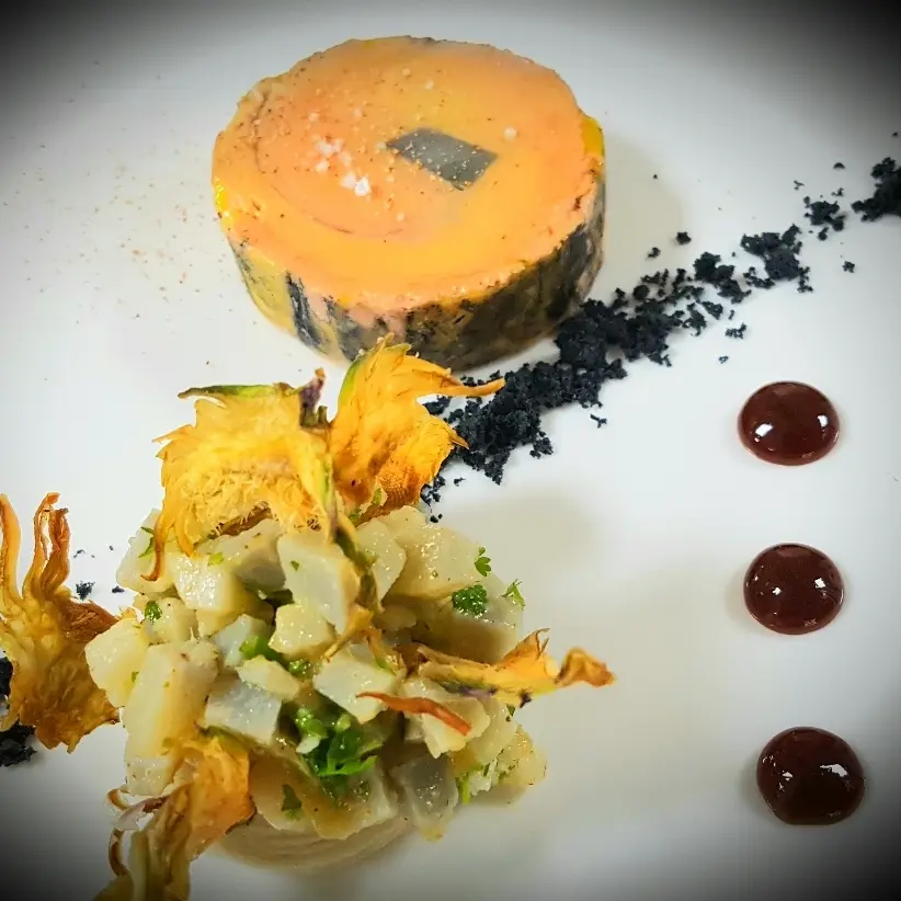 creation thumb for Duck Liver, artojoks, soja gel, charbon crumble