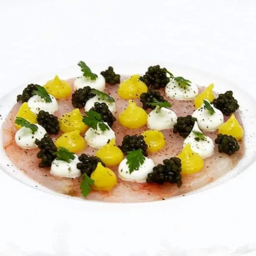 creation thumb for Scallops, lemon gel, creme isigny, caviar sturia vintage