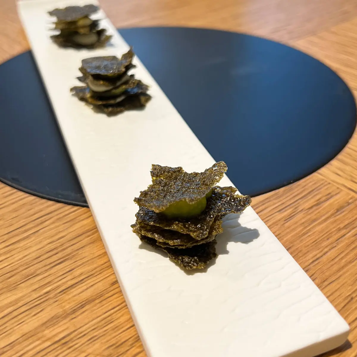 creation thumb for Nori Seaweed Millefeuille, Guacamole & Wasabi Mayo 