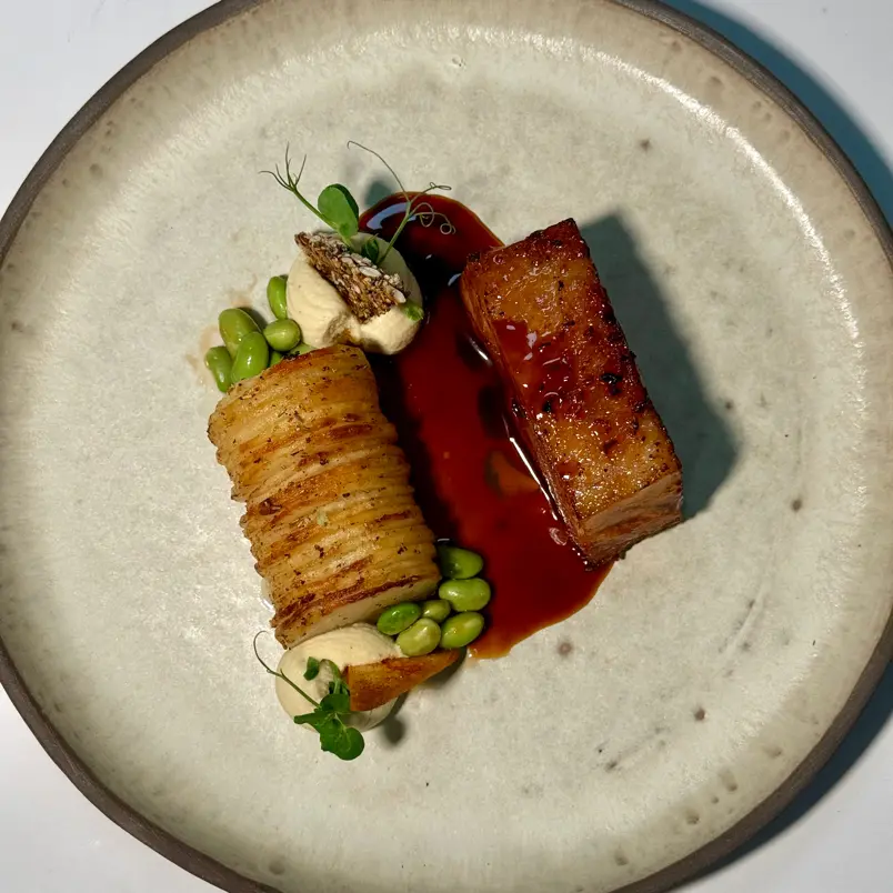 creation thumb for Caramelized pork belly with grape molasses