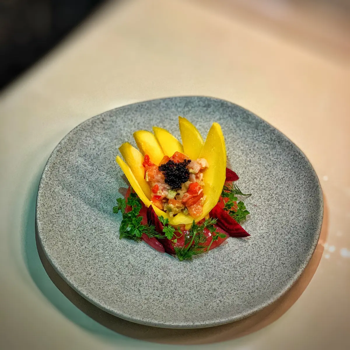 creation thumb for Scallop ceviche, mango carpaccio