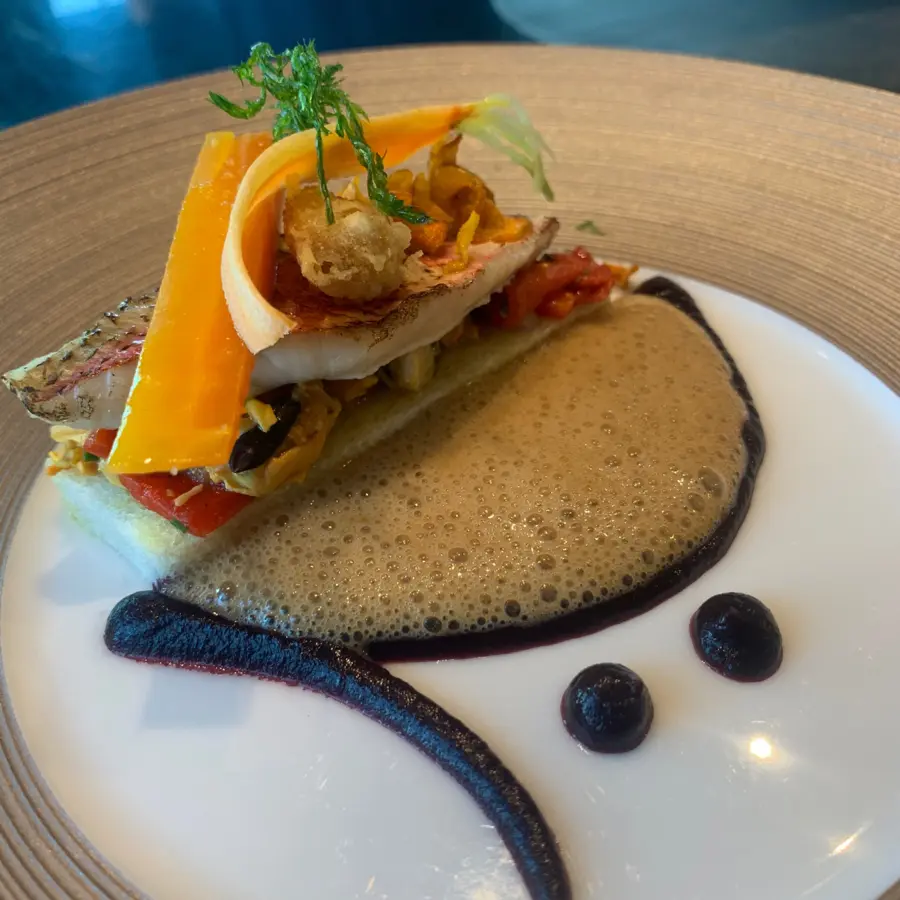 creation thumb for red mullet with mussels, carrot, saffron and garlic
