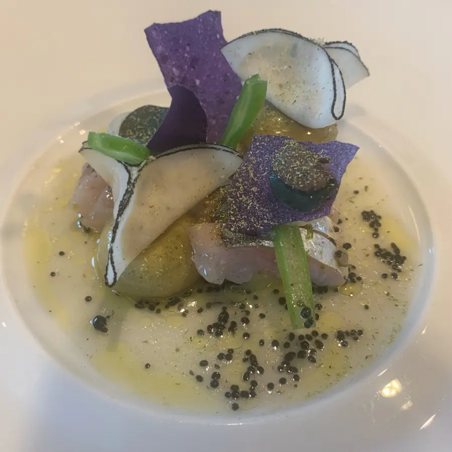 creation thumb for Mackerel, leek, black radish and  caviar