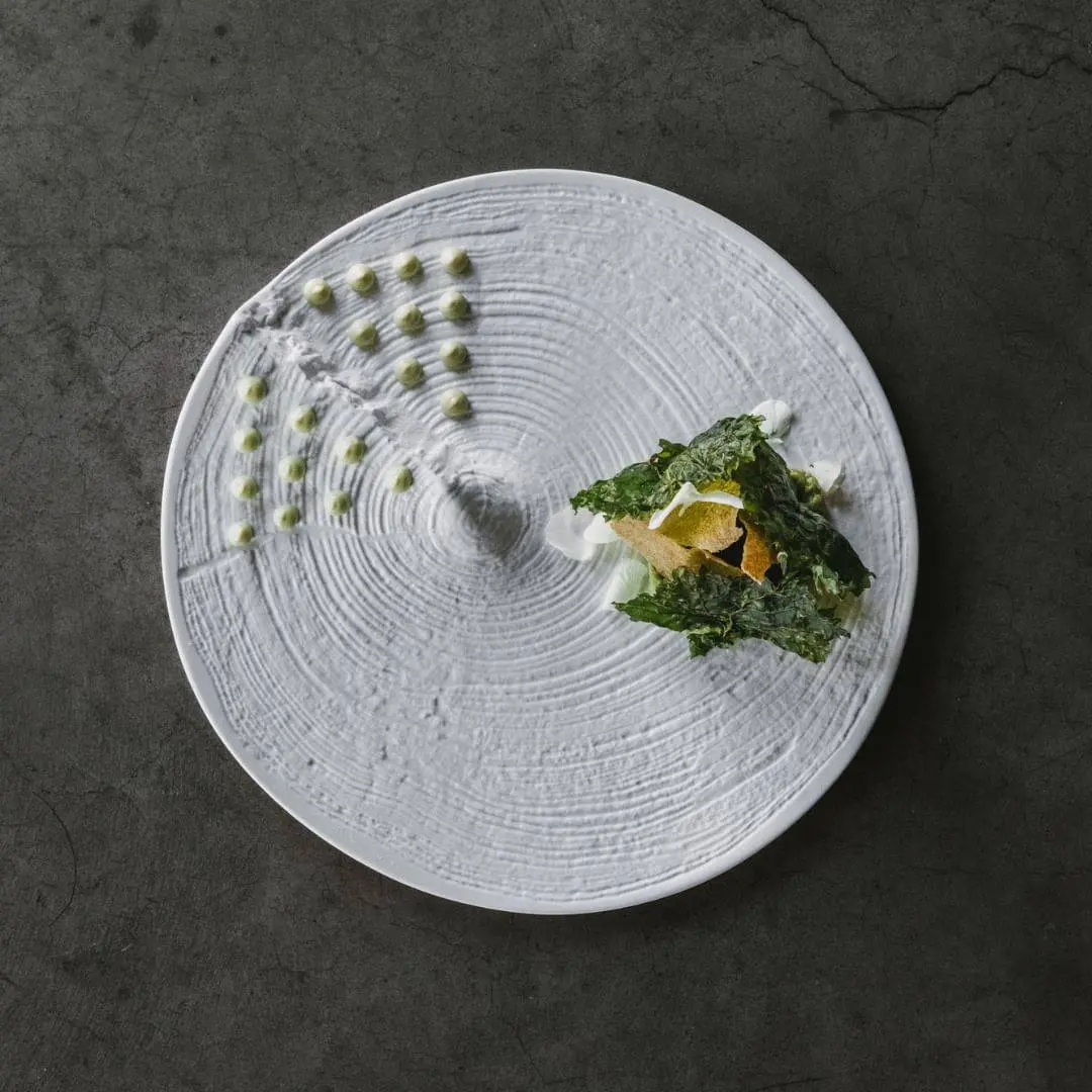 creation thumb for Amaranth Risotto, Broccoli Cream, Amaranth Chips and Aioli