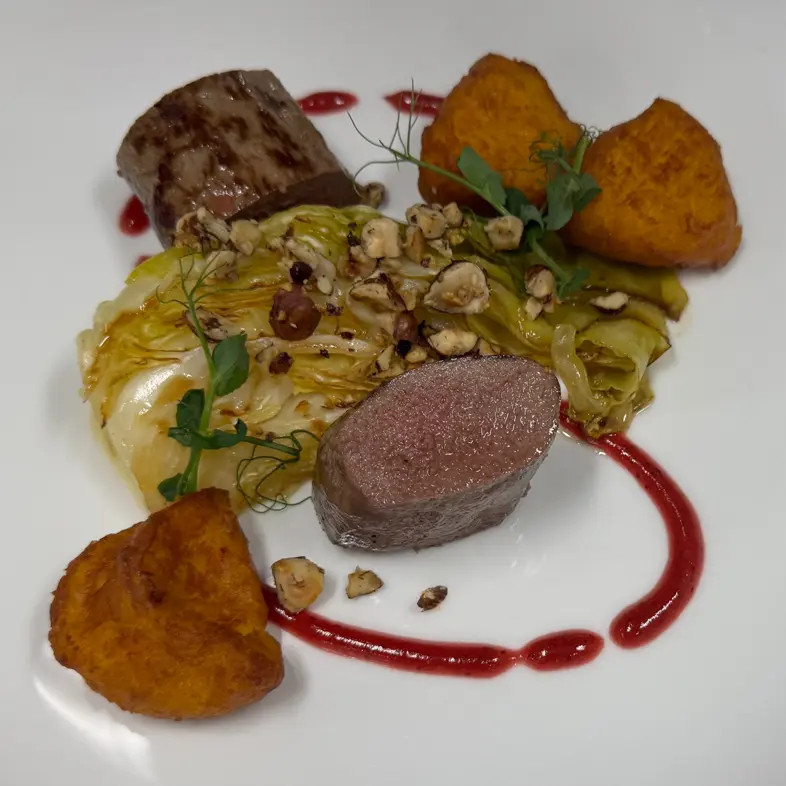 creation thumb for Roast Venison Back | Braised Pointed Cabbage | Pumpkin Dumplings