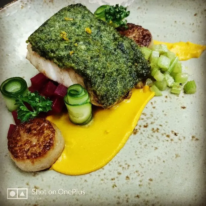 creation thumb for Cod with carrot pure and beets